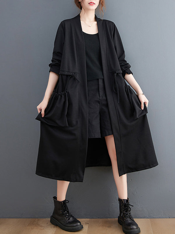 Large Size Loose Mid-Length Solid Color Jacket