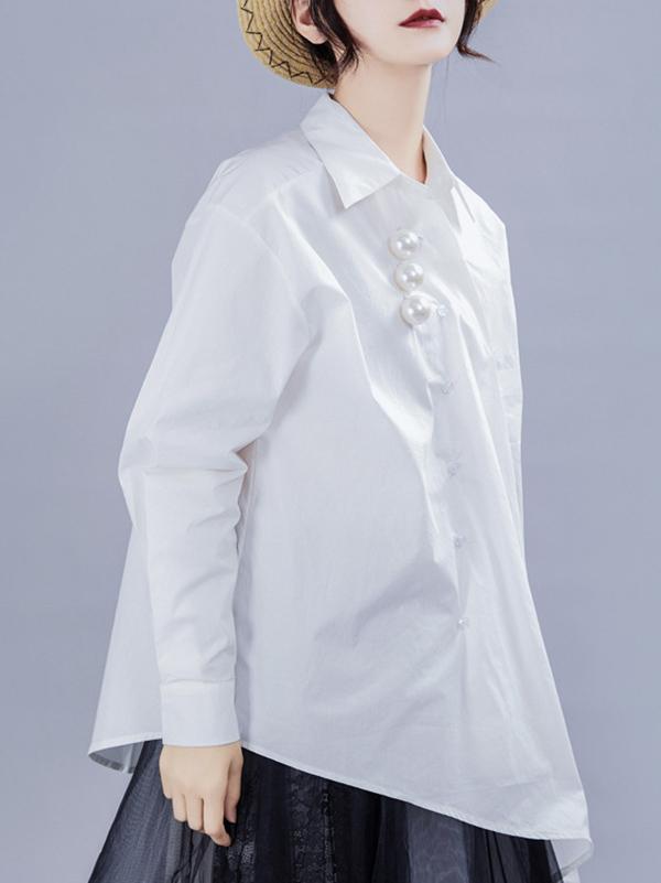 Casual Pearl Split-joint Shirt