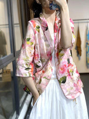 Artistic Retro Floral Lapel Suit Outwear