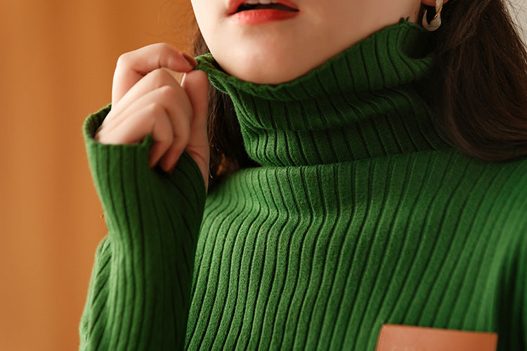 Casual Pit Stripe Fabric Turtleneck Sweater