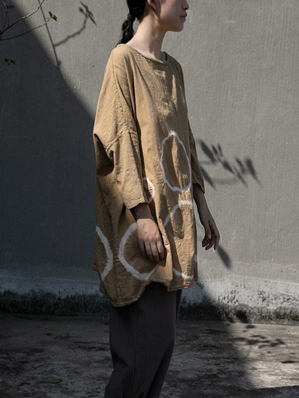 Loose Tie-Dyed Long-Sleeve Round Neck T-Shirt