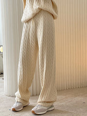 Cable High Waist Wide-Leg Knit Pants