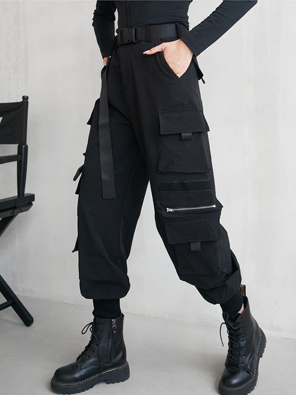 Hip Hop Style Solid High Waist Casual Pants