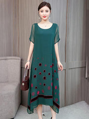 Retro Casual Light Embroidered Long Dress