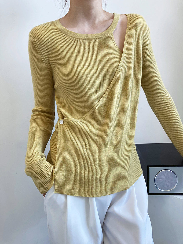 Hollow Strapless Halterneck Chic Knitted Sweatertop