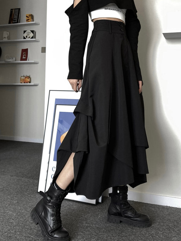 Original Irregular Black Loose Empire A-Line Skirt