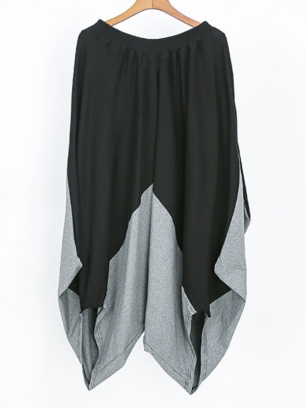Roomy Wide Leg Contrast Color Elasticity Split-Joint Casual Pants Bottoms