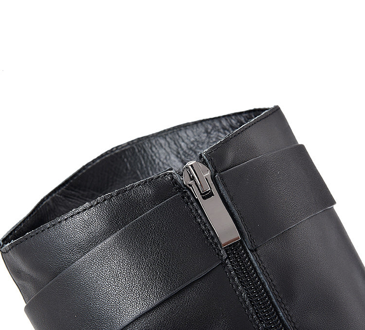 Women Belt Buckle Rider Boots