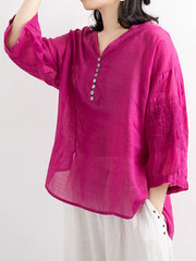 Loose Embroidered Printed Breathable Casual Shirt