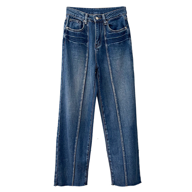 High-Waisted Casual Straight-Leg Jeans