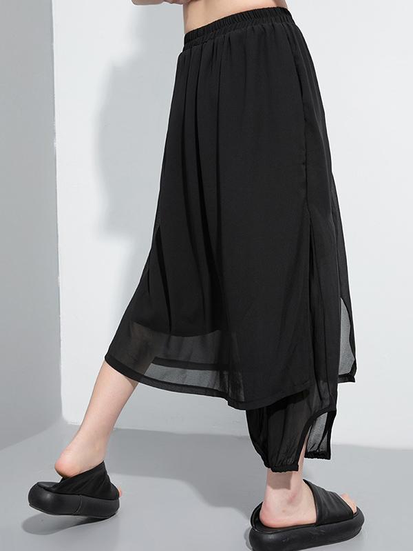 False Two Casual Elasticity Wide Leg Pants