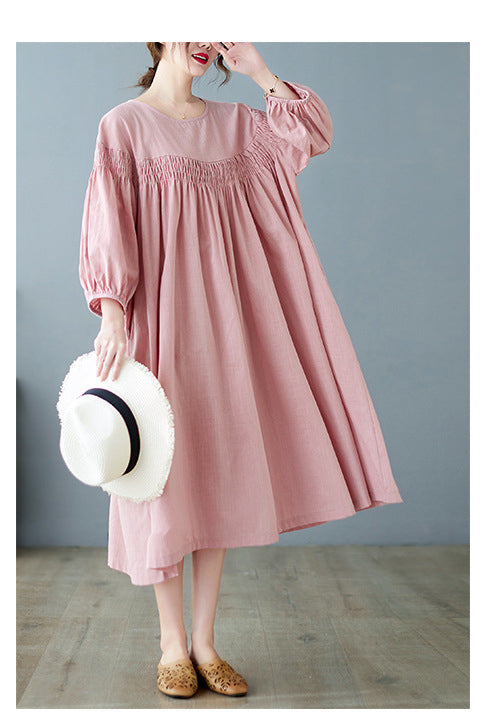 Loose Solid Color Midi Dress
