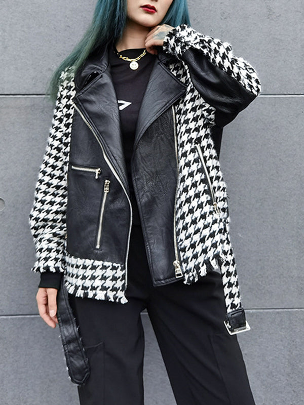 Split-Joint Houndstooth Lapel Jacket