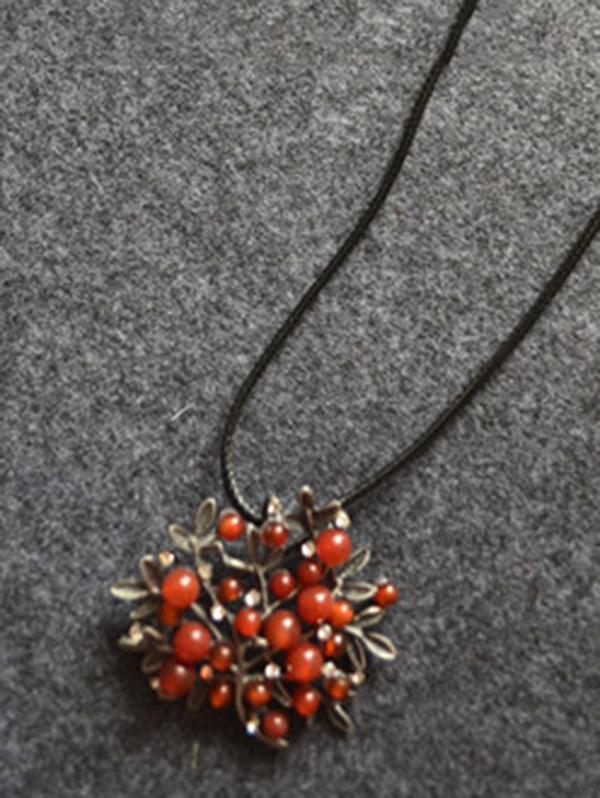 Red Colored Stone With Branch Necklace