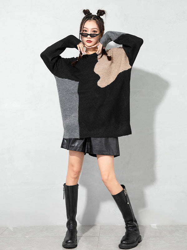 Urban Color-Block Splicing Pullover Sweater