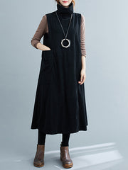Women Retro Padded High Neck Sleeveless Dress