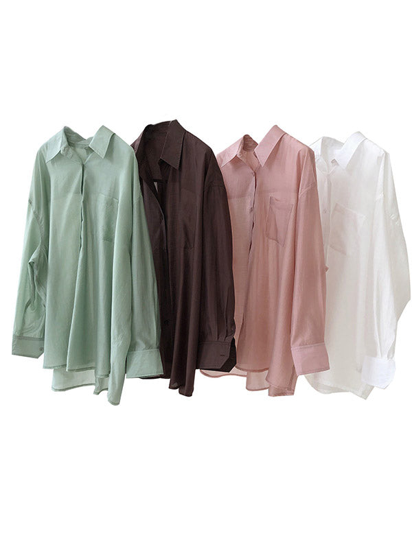 Original Solid Shirt Blouse Tops