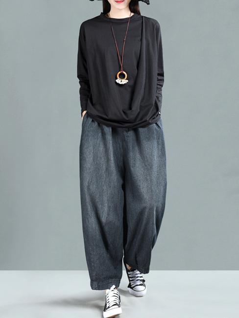 Ramie Cotton Solid Simple Shirt Top