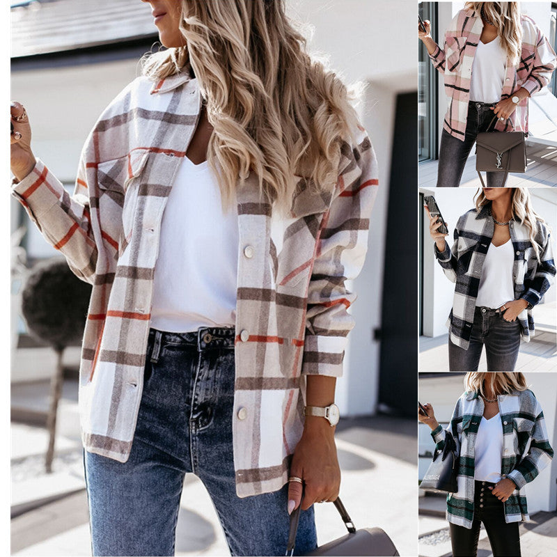 Casual Plaid Long Sleeve Lapel Shirt