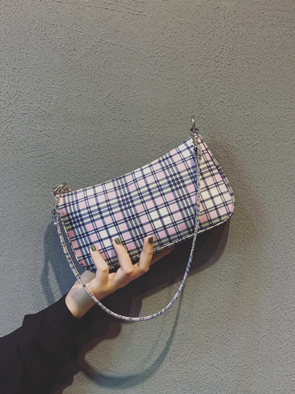 Artistic Retro Blue And White Plaid Bag