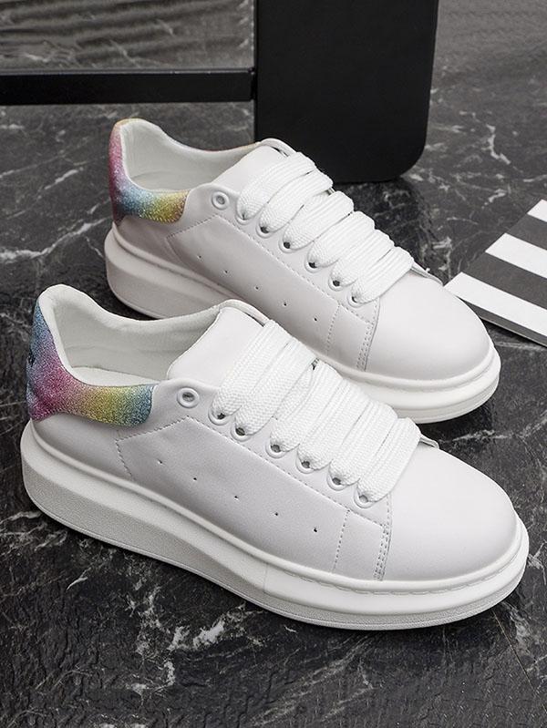 Glitter Contrast Color Spliced Casual Shoes