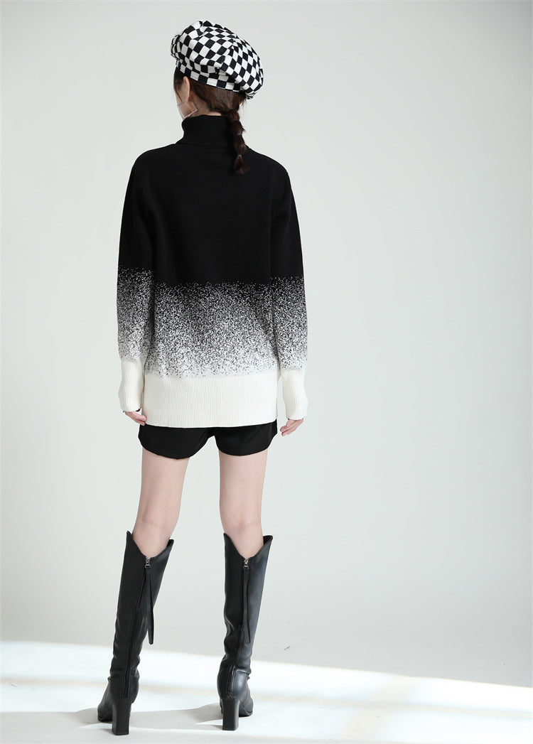 Original Design Gradient High-Neck Sweater