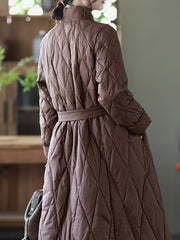 Leisure Rhombus Long Down Coat