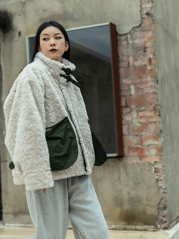 Simple Loose Color-Block Thicken Outwear