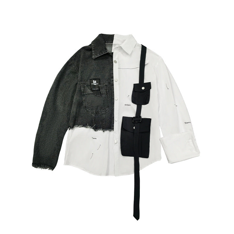 Stitched Lapel Denim Shirt