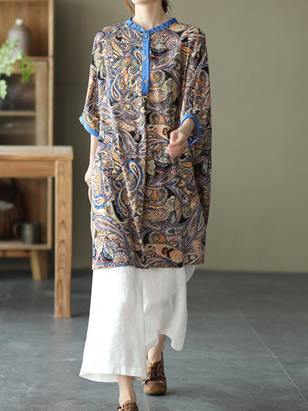 Half Sleeves Mid-Length Printed Blouse