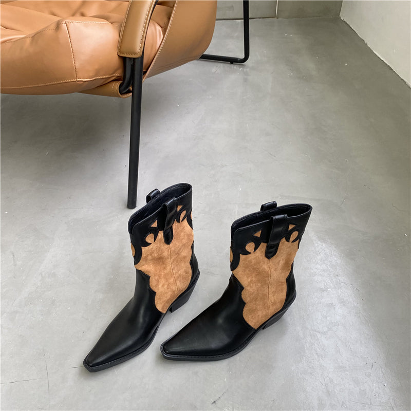 Totem Cowboy Boots Pointed Toe Motorcycle Boots