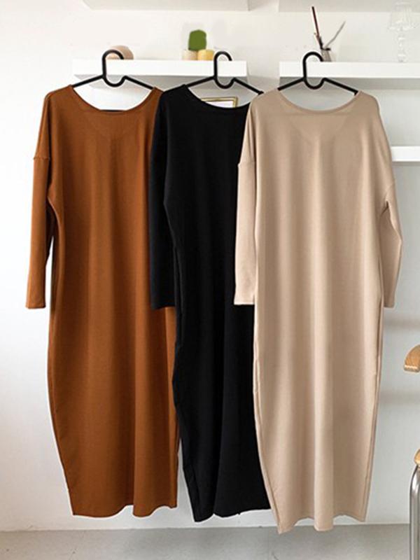 Simple Loose Split-Side Long Dress
