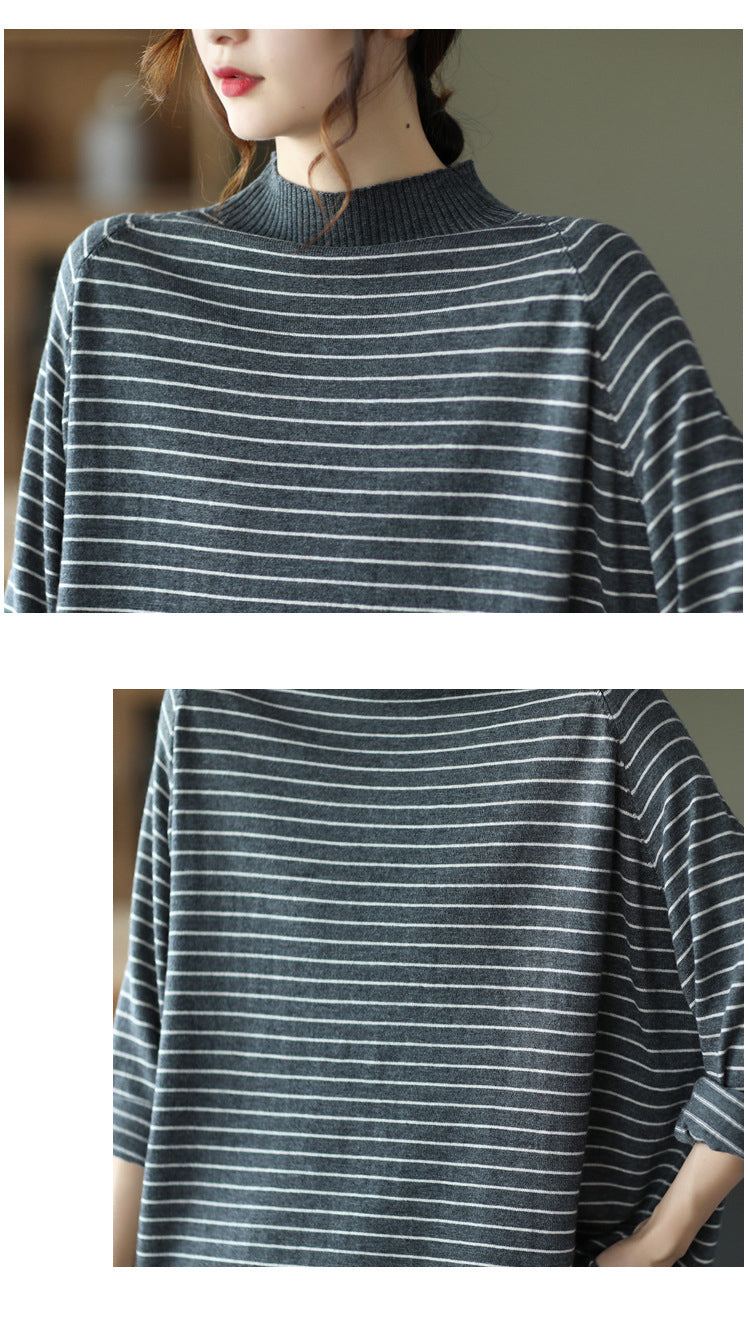 Striped Half Neck Sweater