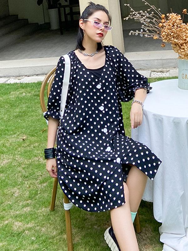 Original Polka-Dot Bishop Sleeve Dress