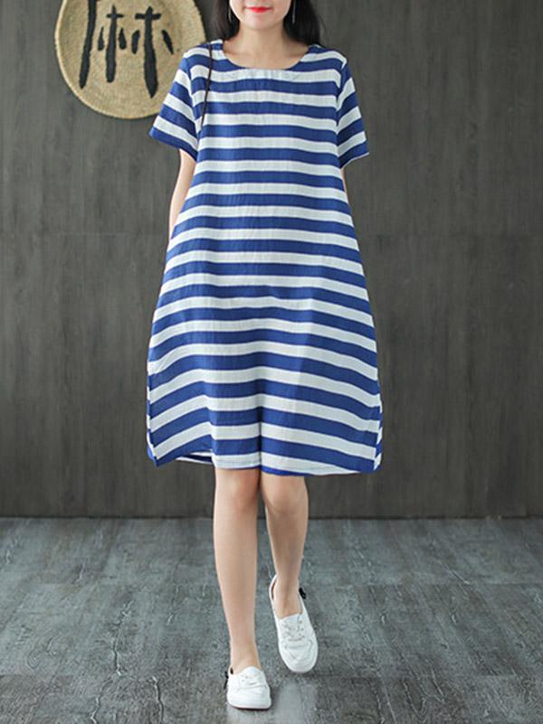 Original Stripe Round-Neck Dress