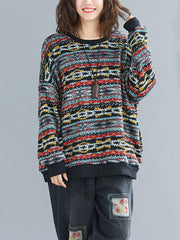 Retro Colorful Striped Warm Loose Sweater