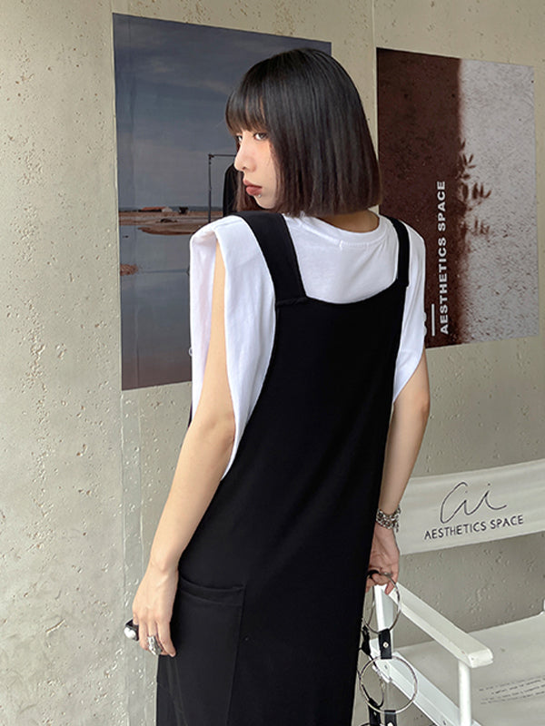 Summer Loose Solid Straight Vest Dress