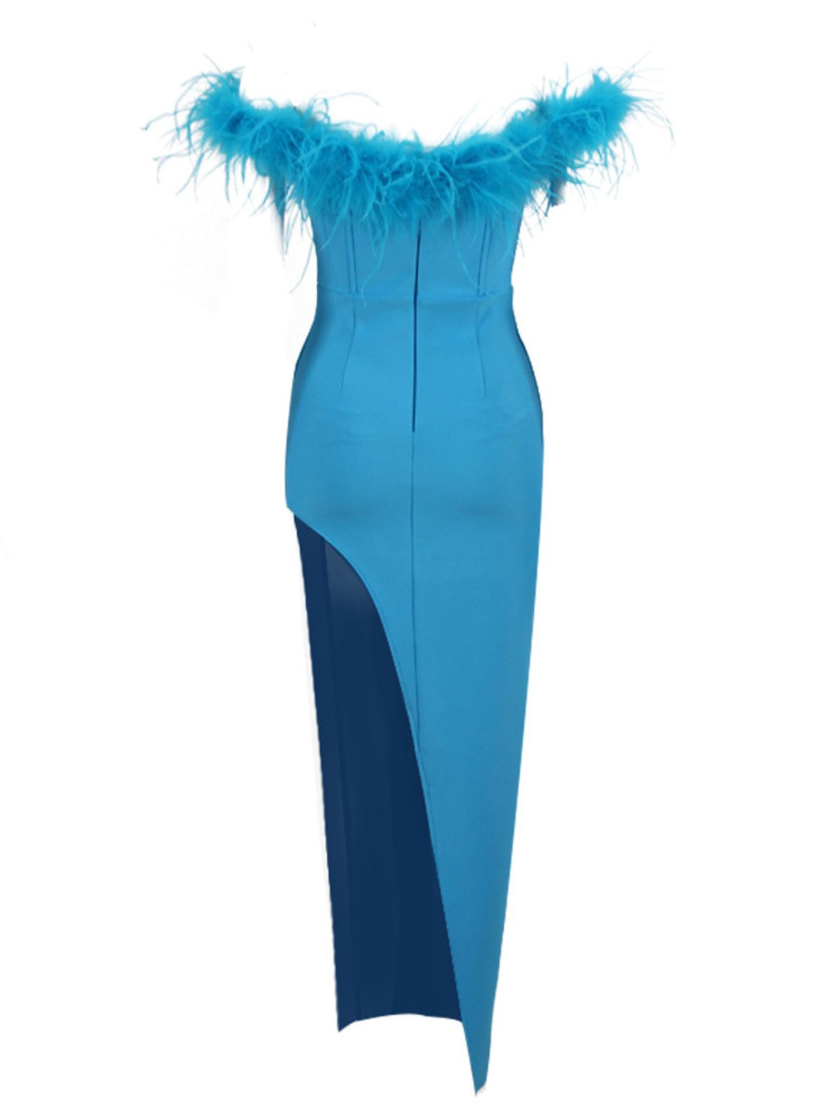 Beverly Off Shoulder Feather Asymmetric Bandage Dress