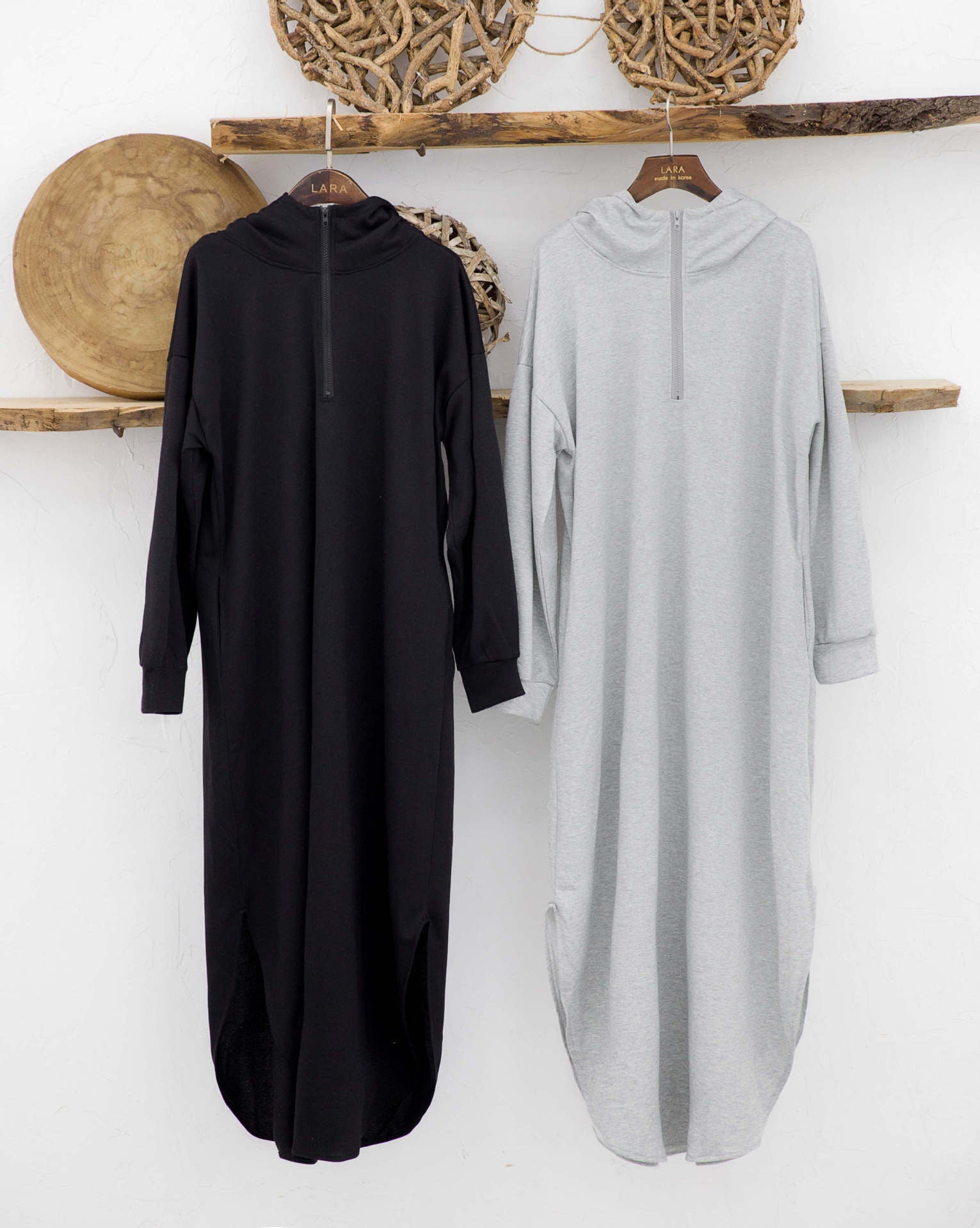 Casual Hooded Zipper Solid Color Hoodie Dress