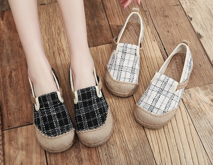 Plaid Retro Ethnic Big Toe Shoes