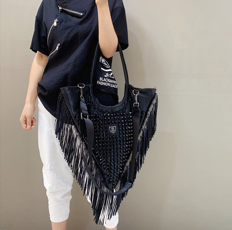 Personalized Rivet Tassel Crossbody Bag