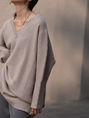 Women Simple V-Neck Knit Dress