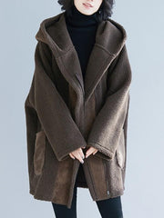 Loose Wool Hooded Coat