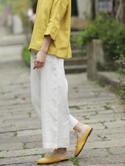 Casual Wide-leg Linen Pants