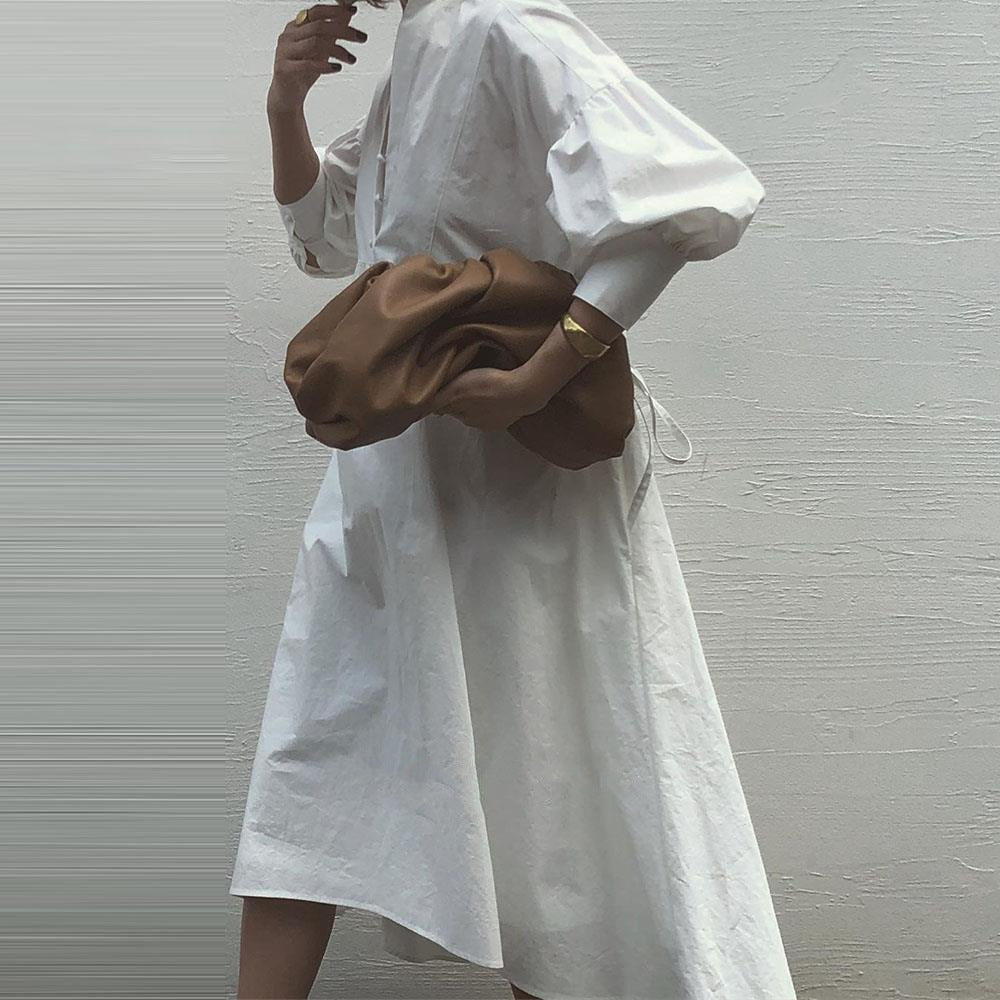 V-Neck Solid Color Half Sleeves  Midi Dress