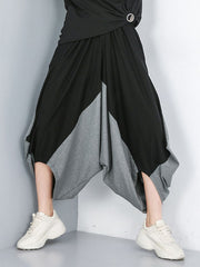 Roomy Wide Leg Contrast Color Elasticity Split-Joint Casual Pants Bottoms