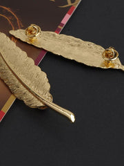 Retro Golden Feather Leaf Brooch