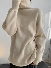 Women High Neck Pullover Loose Sweater