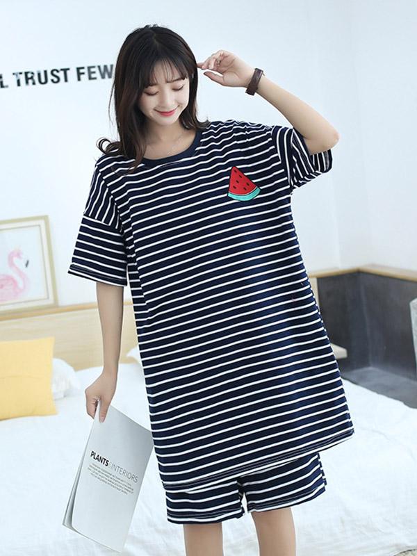 Casual Striped Comfortable Suits Pajamas