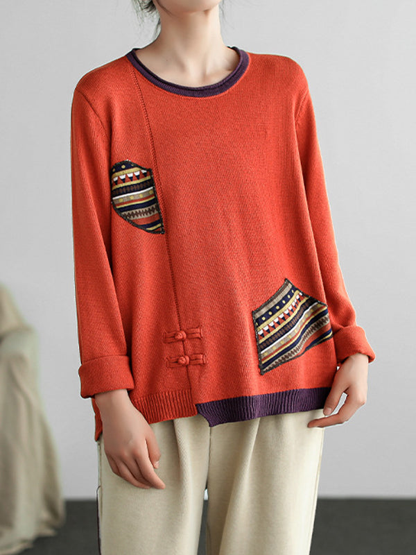 Retro Printed Loose Versatile Sweater